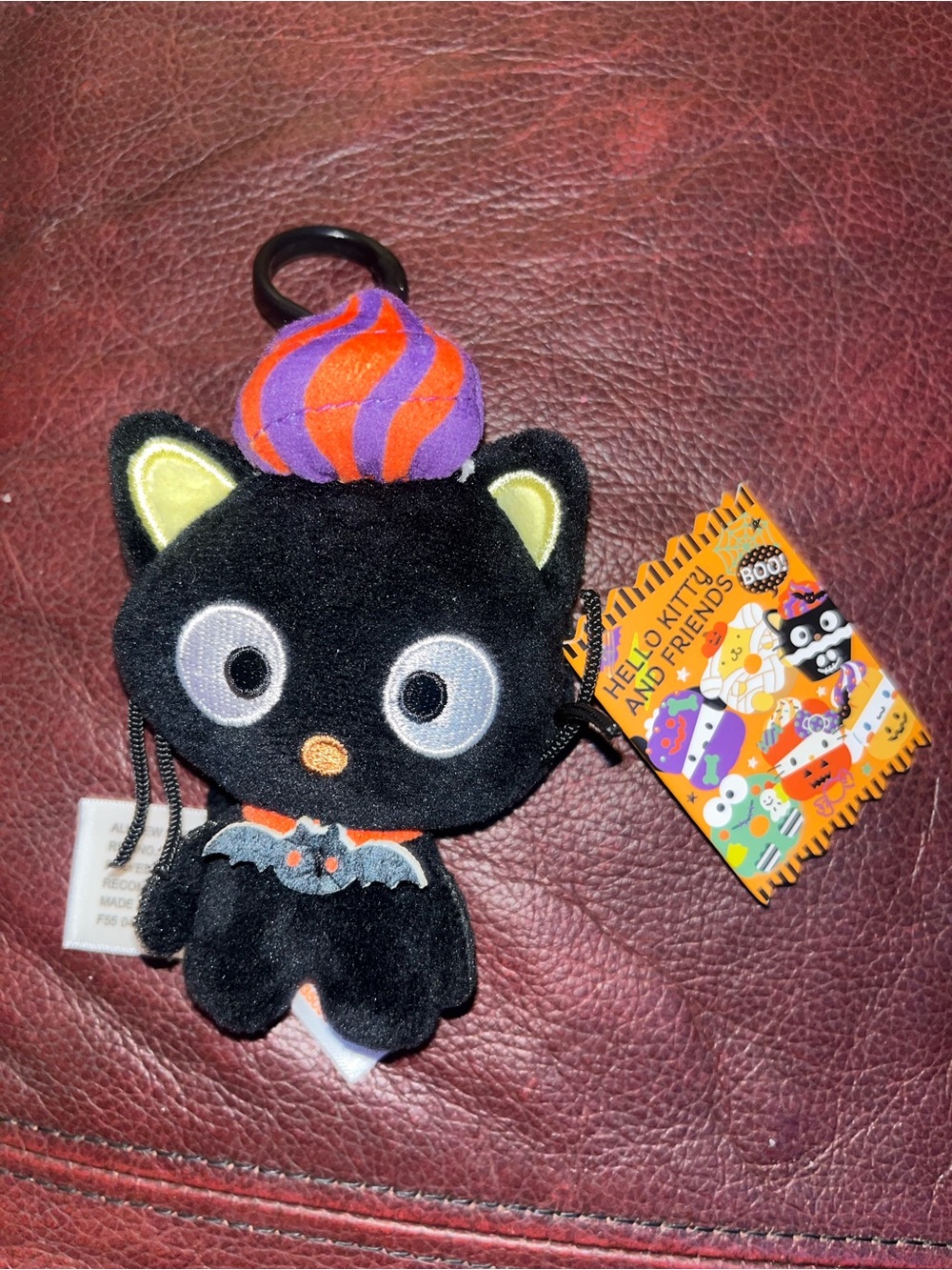 Hello Kitty Black, Orange & Pink Halloween Plush Keychain